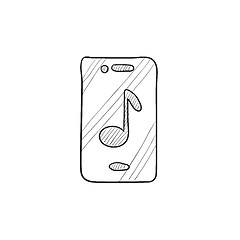 Image showing Phone with musical note sketch icon.