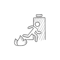 Image showing Emergency fire exit door sketch icon.