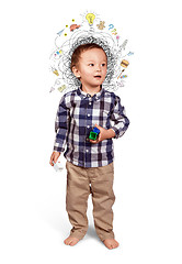 Image showing Little boy thinking