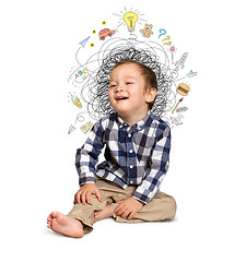 Image showing Little boy thinking