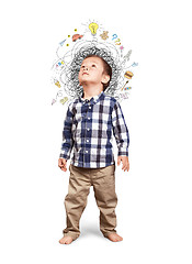 Image showing Little boy thinking