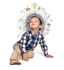 Image showing Little boy thinking