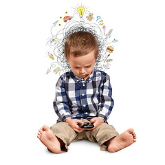 Image showing Little boy thinking