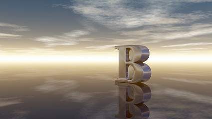 Image showing metal uppercase letter b under cloudy sky - 3d rendering
