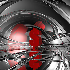 Image showing red dollar symbol in futuristic space - 3d rendering