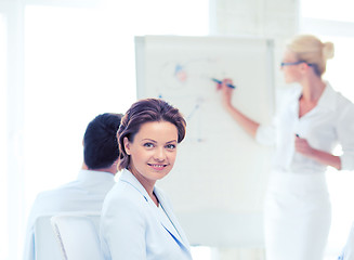 Image showing businesswoman on business meeting in office