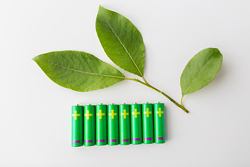 Image showing close up of green alkaline batteries