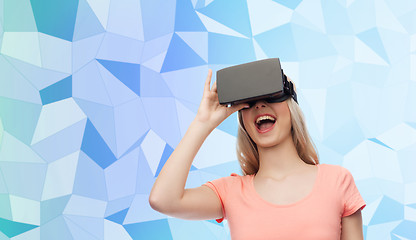 Image showing woman in virtual reality headset or 3d glasses