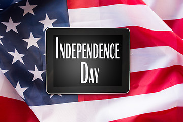 Image showing close up of tablet pc on american independence day