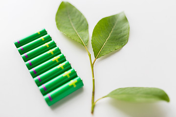 Image showing close up of green alkaline batteries