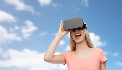 Image showing woman in virtual reality headset or 3d glasses