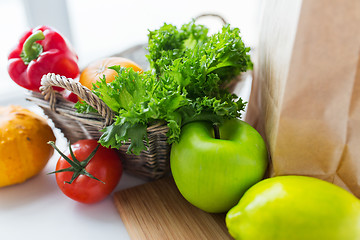 Image showing basket of fresh ripe vegetables at kitchen