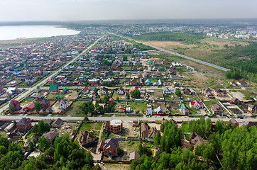 Image showing Aerial view onto rural quarters. Borovskiy. Russia