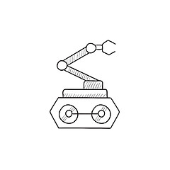 Image showing Industrial mechanical robot arm sketch icon.