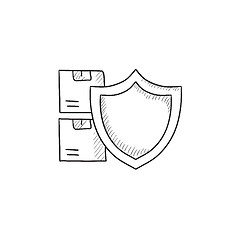 Image showing Cargo insurance sketch icon.