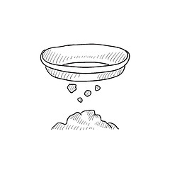 Image showing Bowl for sifting gold sketch icon.