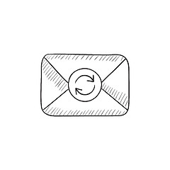 Image showing Envelope mail with refresh sign sketch icon.