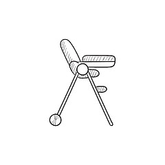 Image showing Baby chair for feeding sketch icon.