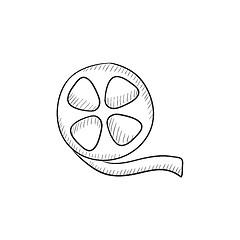 Image showing Film reel sketch icon.