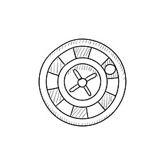 Image showing Roulette wheel sketch icon.