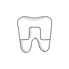 Image showing Crowned tooth sketch icon.