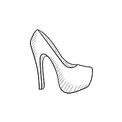 Image showing High heel shoe sketch icon.