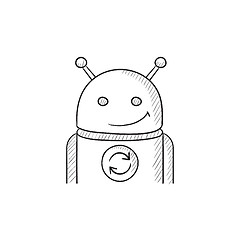 Image showing Android with refresh sign sketch icon.