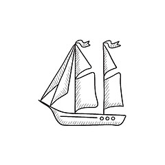 Image showing Sailboat sketch icon.