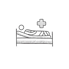 Image showing Patient lying on bed sketch icon.