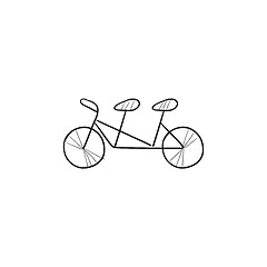 Image showing Tandem bike sketch icon.