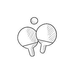 Image showing Table tennis racket and ball sketch icon.