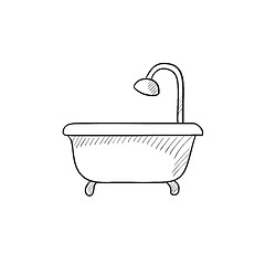 Image showing Bathtub with shower sketch icon.