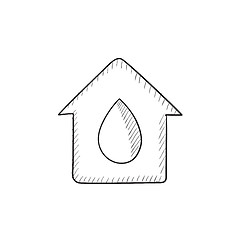 Image showing House with water drop sketch icon.