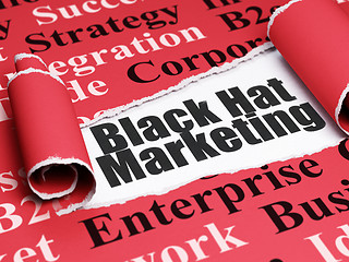 Image showing Finance concept: black text Black Hat Marketing under the piece of  torn paper