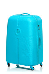 Image showing The modern large suitcase on white background