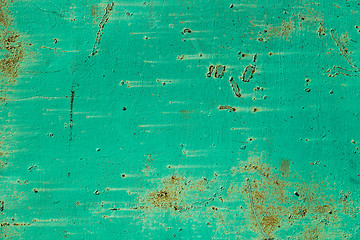 Image showing Old metal surface painted with green paint