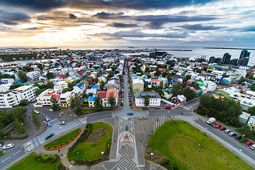 Image showing Reykjavik shot from top of Hallgrimskirkja.