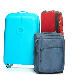 Image showing The modern suitcases on white background