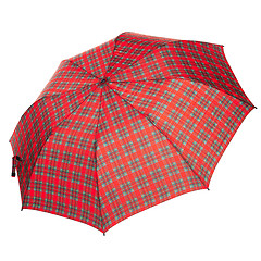 Image showing The checkered umbrella isolated against white background