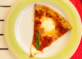 Image showing margarita pizza slice on a plate