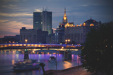 Image showing Moscow, Russia, night landscape with Moscow-river