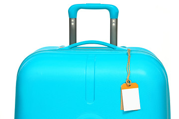 Image showing The modern large suitcase on white background