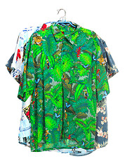 Image showing The isolated tropical shirts on white