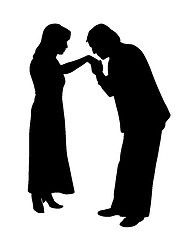 Image showing Man kissing woman's hand