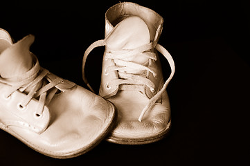 Image showing Sepia Vintage Baby Shoes