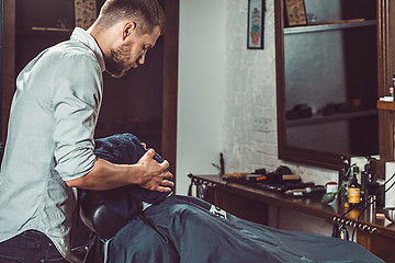 Image showing Hipster client visiting barber shop