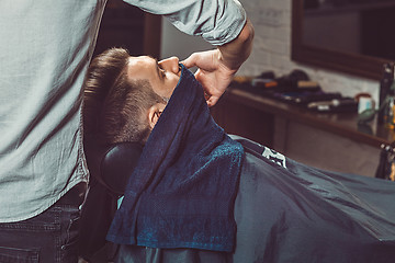 Image showing Hipster client visiting barber shop