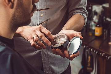 Image showing Hipster client visiting barber shop