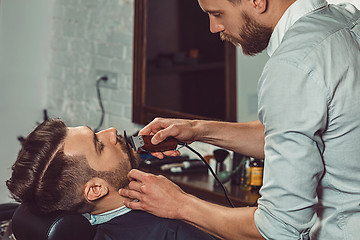 Image showing Hipster client visiting barber shop