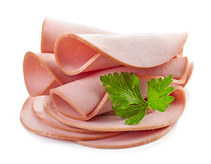 Image showing sliced boiled sausage